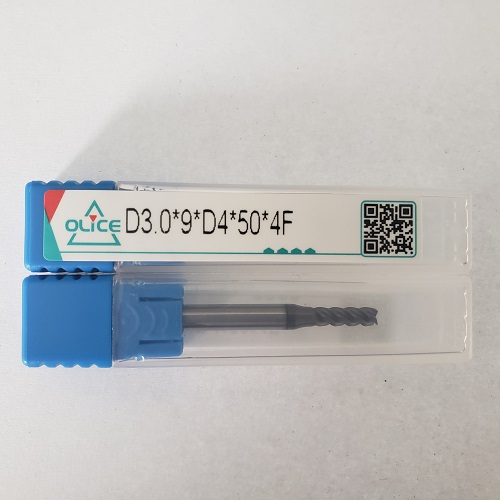 欧丽仕/OLice钨钢立铣刀四刃平头刀不锈钢专用铣刀D3.0*9*D4*50*4F