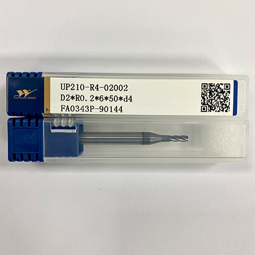 厦门金鹭钨钢铣刀圆弧刀四刃圆鼻刀钢用立铣刀UP210-R4-02002（D2*R0.2*6*50*d4）
