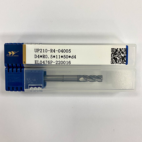 厦门金鹭钨钢铣刀圆弧刀四刃圆鼻刀钢用立铣刀UP210-R4-04005（D4*R0.5*11*50*d4）