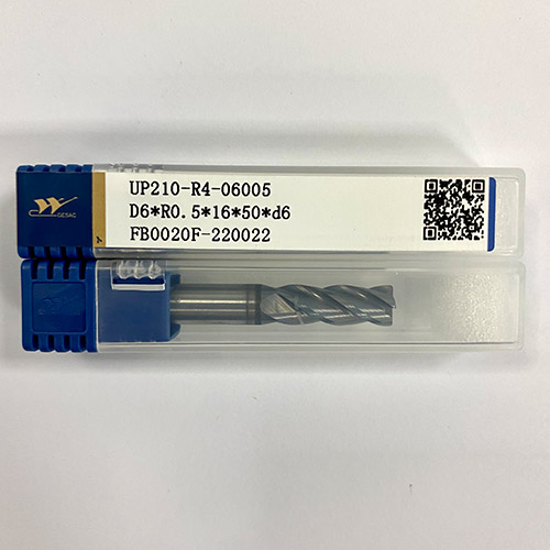 厦门金鹭钨钢铣刀圆弧刀四刃圆鼻刀钢用立铣刀UP210-R4-06005（D6*R0.5*16*50*d6）