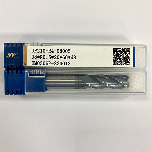 厦门金鹭钨钢铣刀圆弧刀四刃圆鼻刀钢用立铣刀UP210-R4-08005（D8*R0.5*20*60*d8）