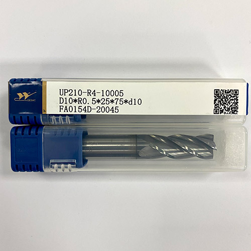 厦门金鹭钨钢铣刀圆弧刀四刃圆鼻刀钢用立铣刀UP210-R4-10005（D10*R0.5*25*75*d10）